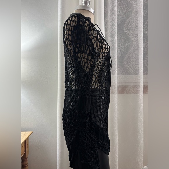 Ralph Lauren Black Label Crochet & Leather Coverup/Shirt, Sample, NWOT - Picture 5 of 16